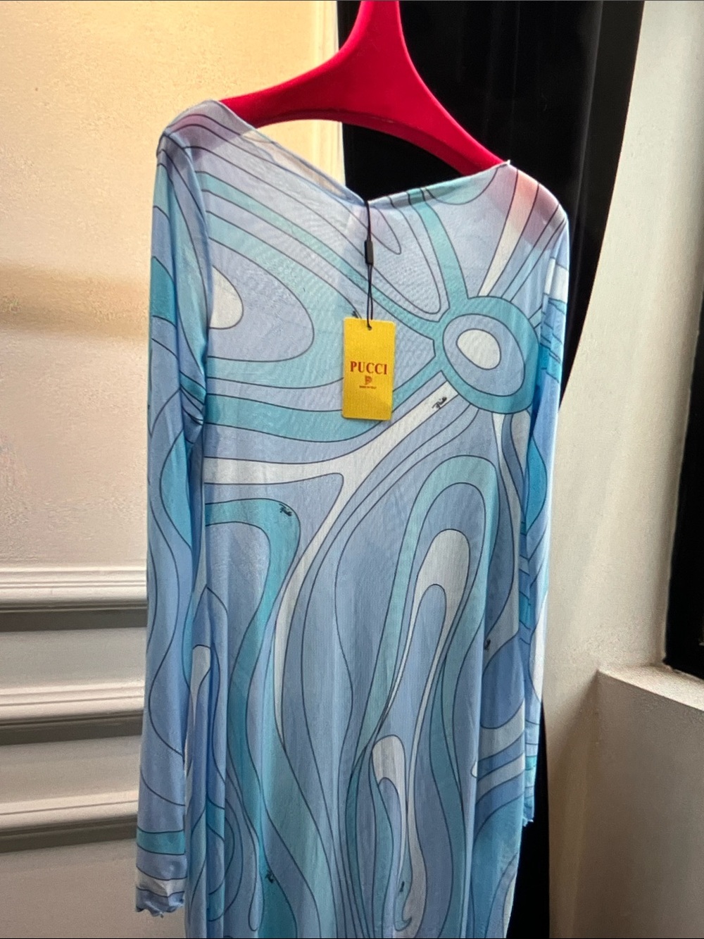 Emilio Pucci Sky Blue & Aqua Abstract Print Maxi Dress - Picture 6 of 9